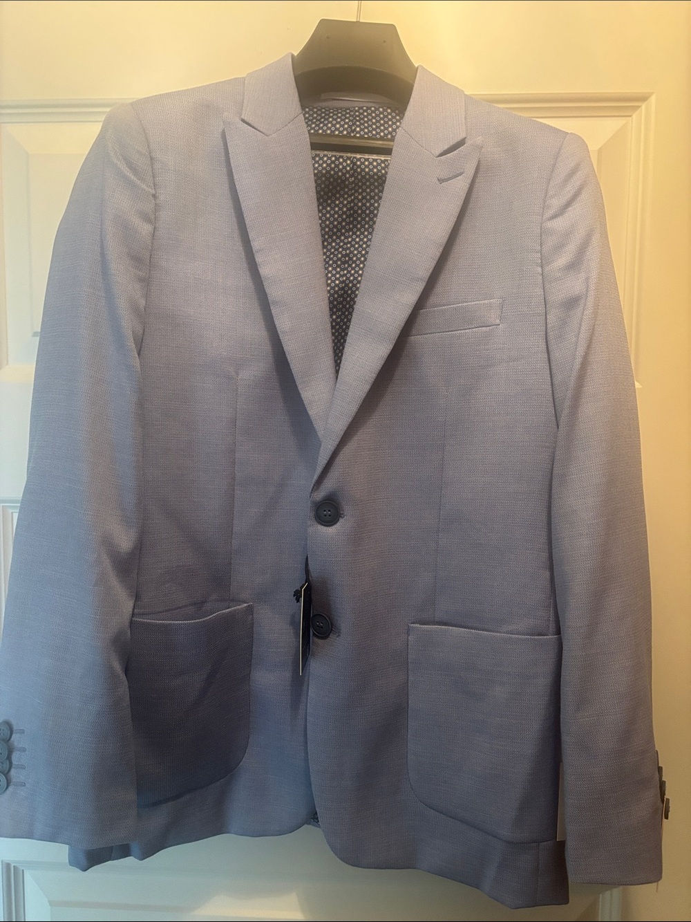 Boys Cloudcloth Light Blue Two-Button Blazer